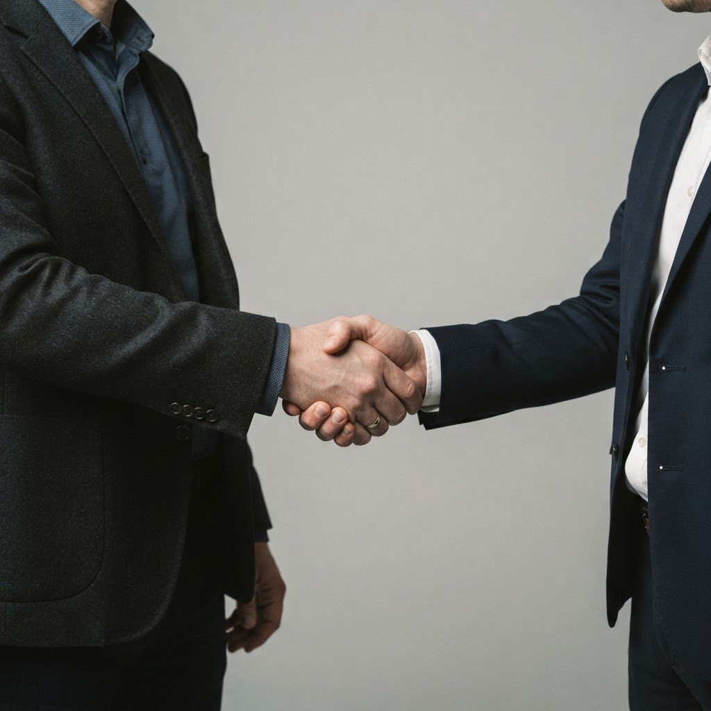 Two marketing partners shaking hands
